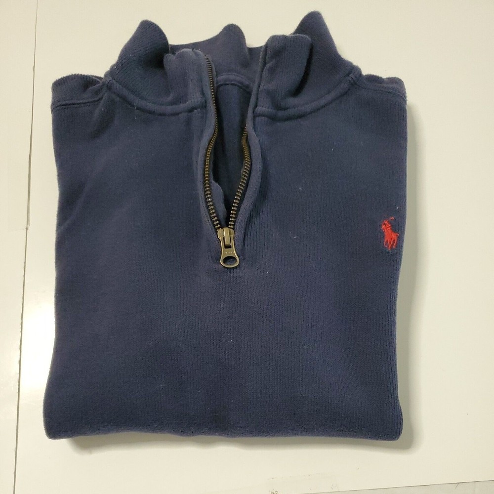 Polo Ralph Lauren Boys Pullover 1/4 Zip Sweater Navy Blue **NO TAG** (M 10-12?)